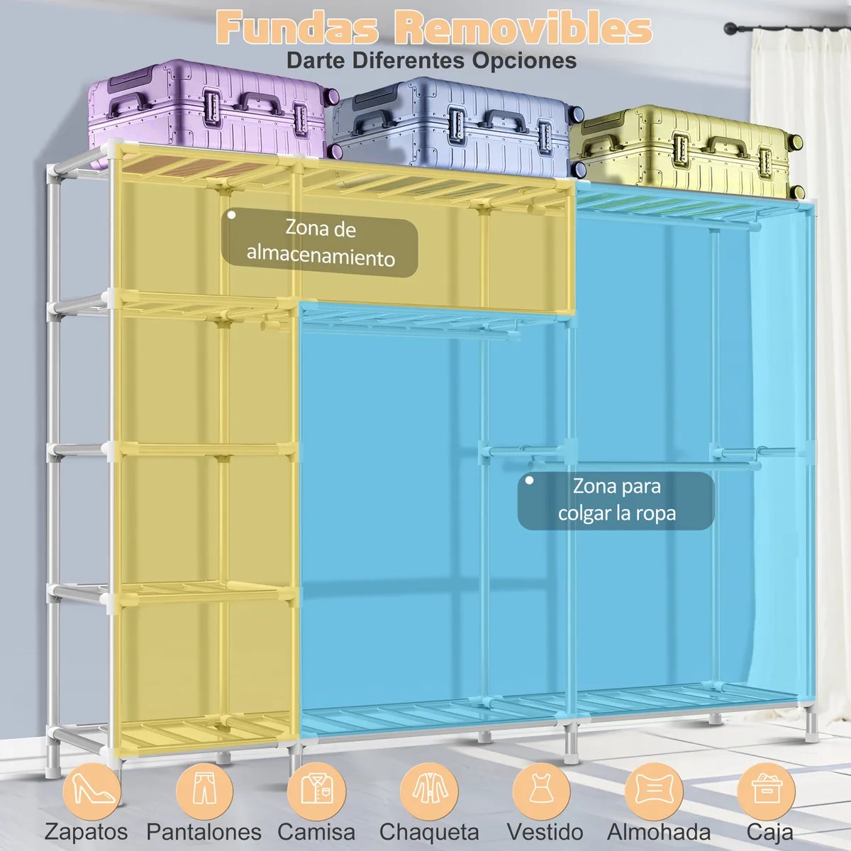 Armario Armable Ropero Closed Closet Organizador Ropa 205cm Color Gris