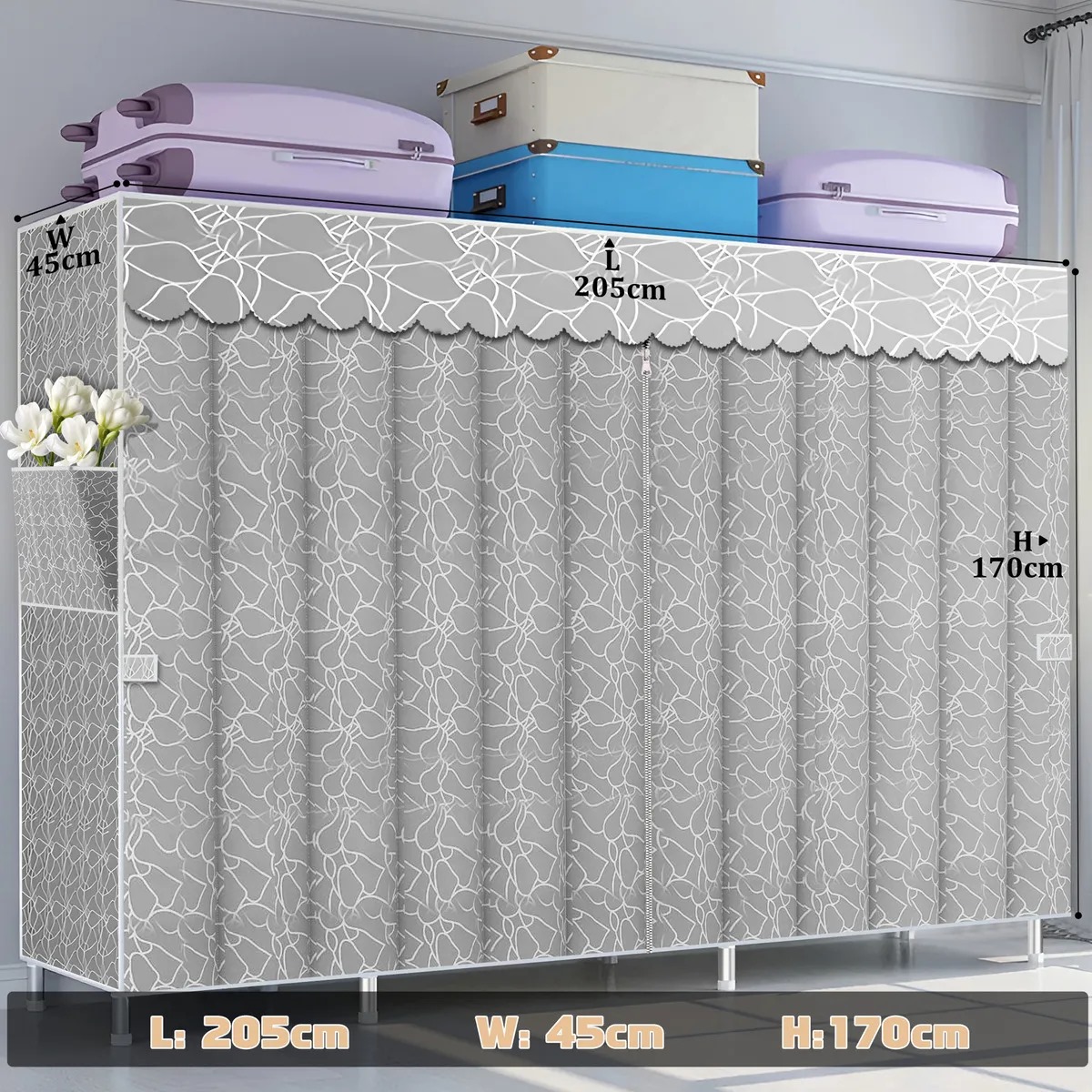 Armario Armable Ropero Closed Closet Organizador Ropa 205cm Color Gris