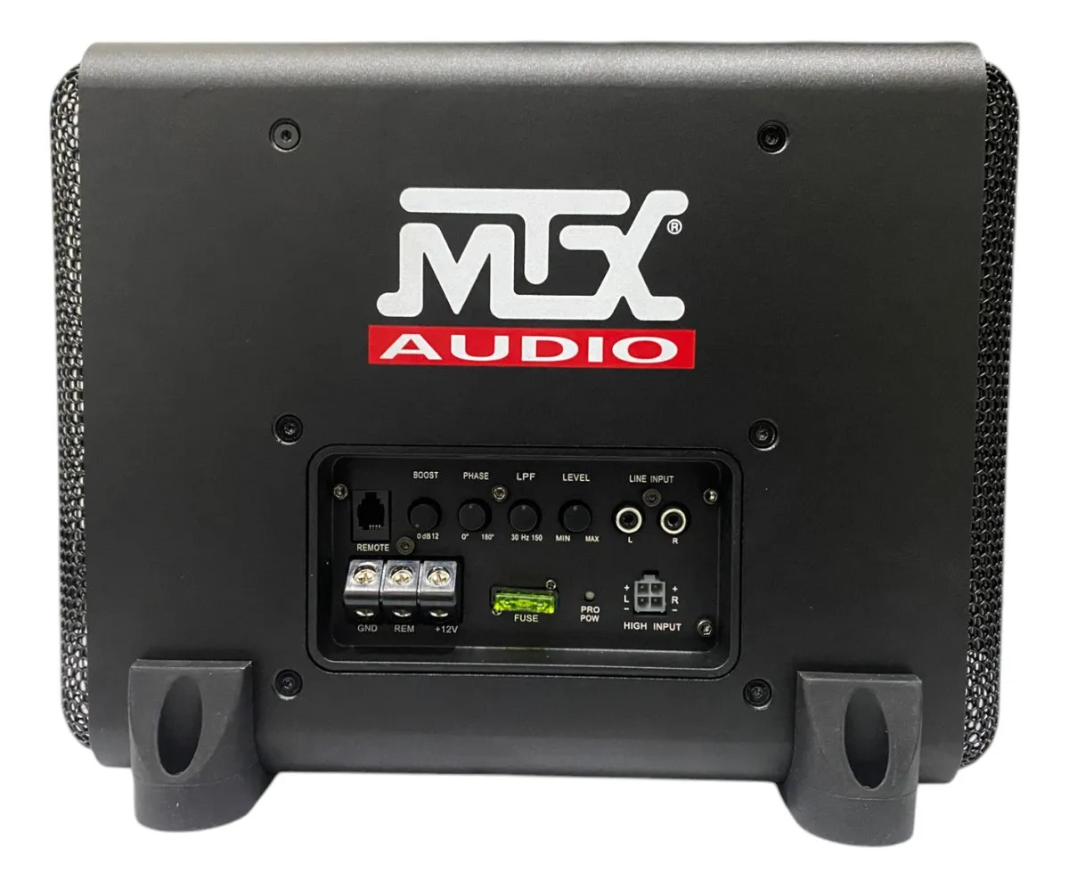 Doble Subwoofer Amplificado 8 PLG Mtx Audio Boombox8 1000w Color Negro