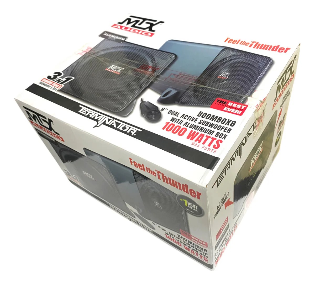 Doble Subwoofer Amplificado 8 PLG Mtx Audio Boombox8 1000w Color Negro