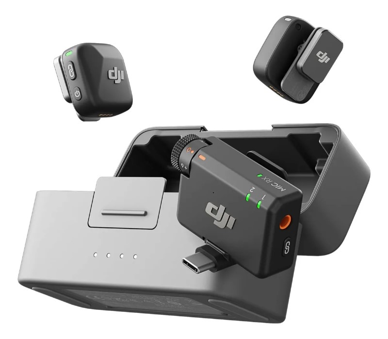 Dji Mic Mini (2 Tx + 1 Rx + Estuche De Carga) Transmisor Inalámbrico con Receptor, Superligero