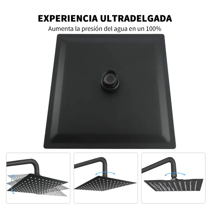 Regadera Cuadrada Tipo Lluvia Alta Presión Acero Inoxidable