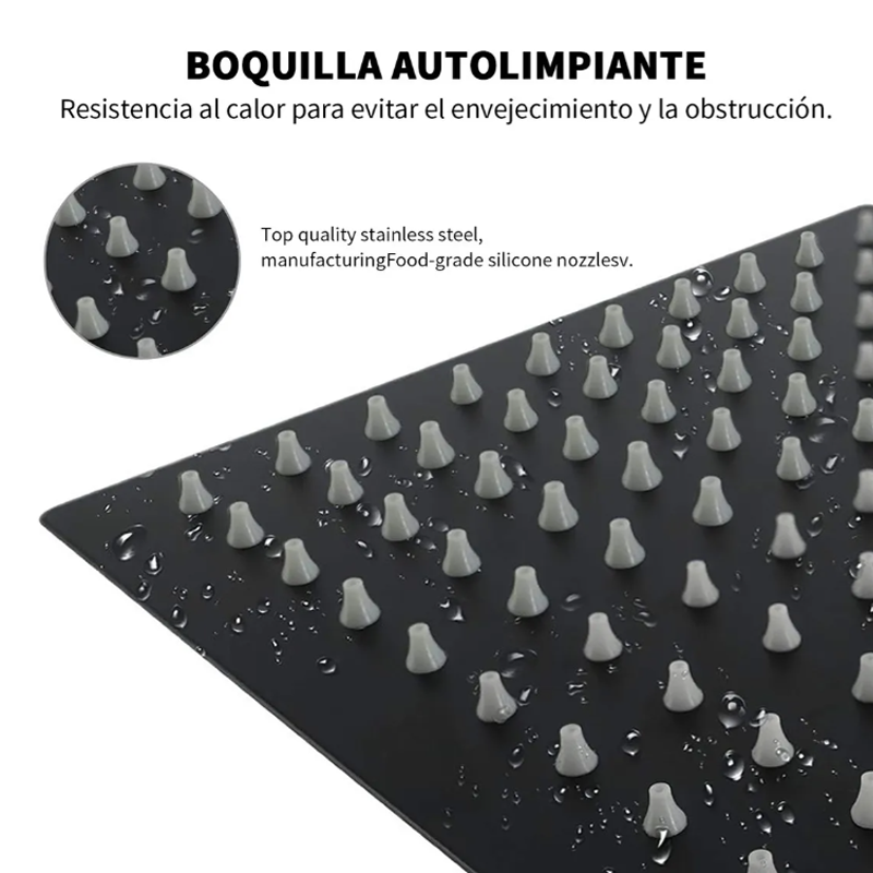 Regadera Cuadrada Tipo Lluvia Alta Presión Acero Inoxidable