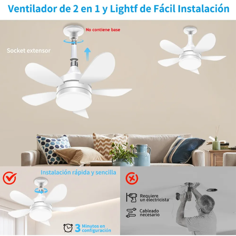 Ventilador De Techo Con Luz Led 5 velocidades Y Control Remoto