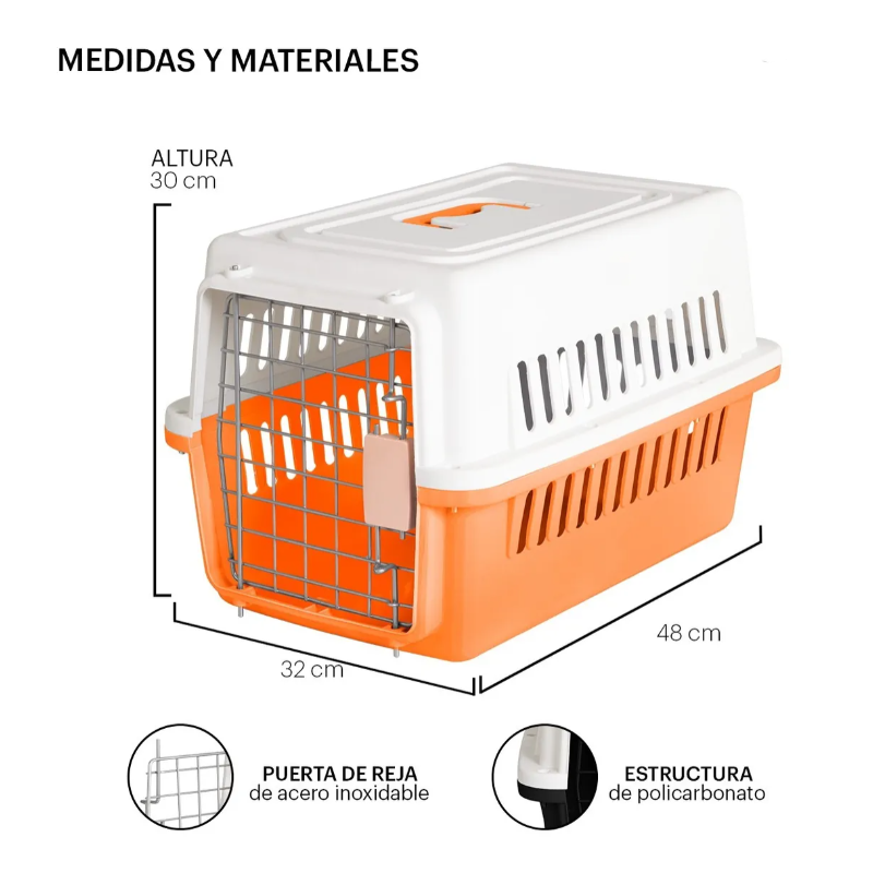 Jaula Transportadora Portatil Perro Gato Conejo Mascota