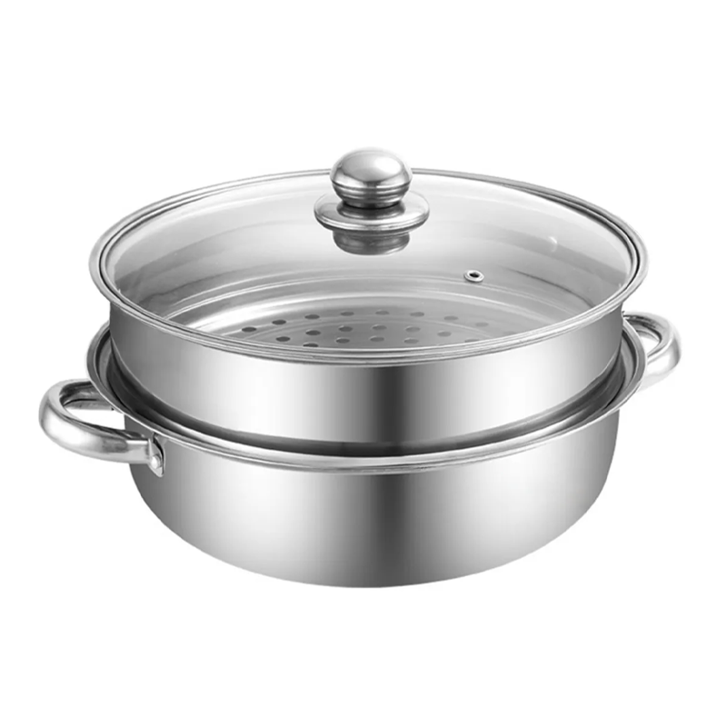 Ollas Vaporera De Acero Inoxidable Cocina 2 Capas Con Tapa 28cm Al Vapor