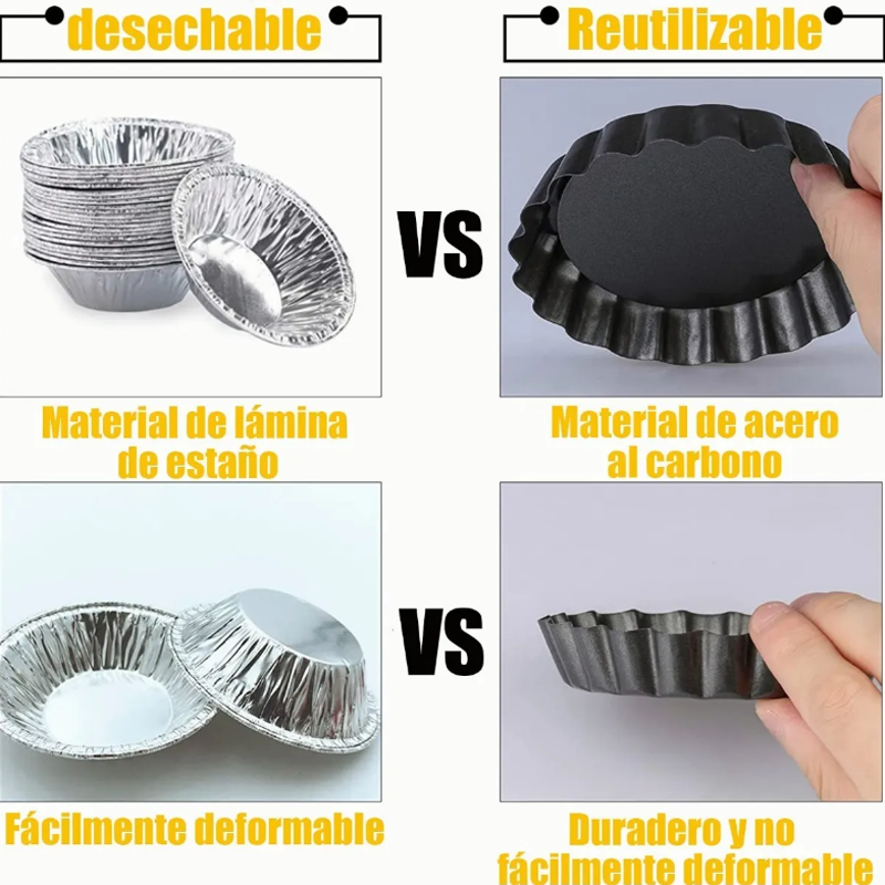 6 Molde Mini Pay Tarta Tartaleta Reutilizar Desmontable 10cm