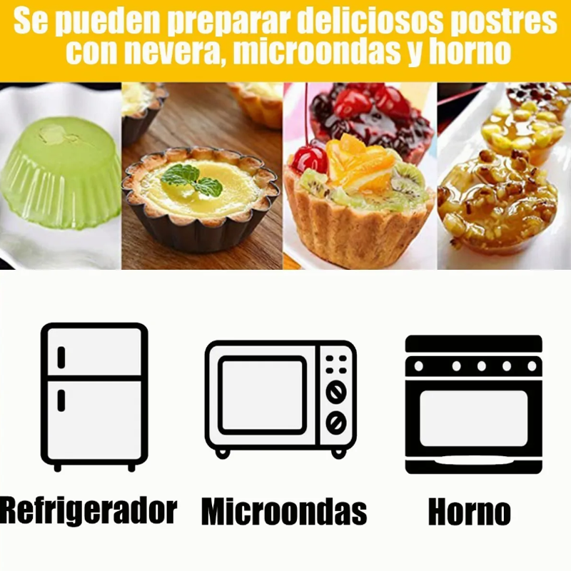 6 Molde Mini Pay Tarta Tartaleta Reutilizar Desmontable 10cm