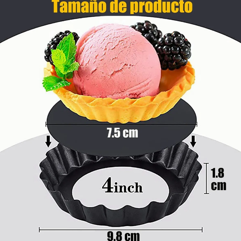 6 Molde Mini Pay Tarta Tartaleta Reutilizar Desmontable 10cm