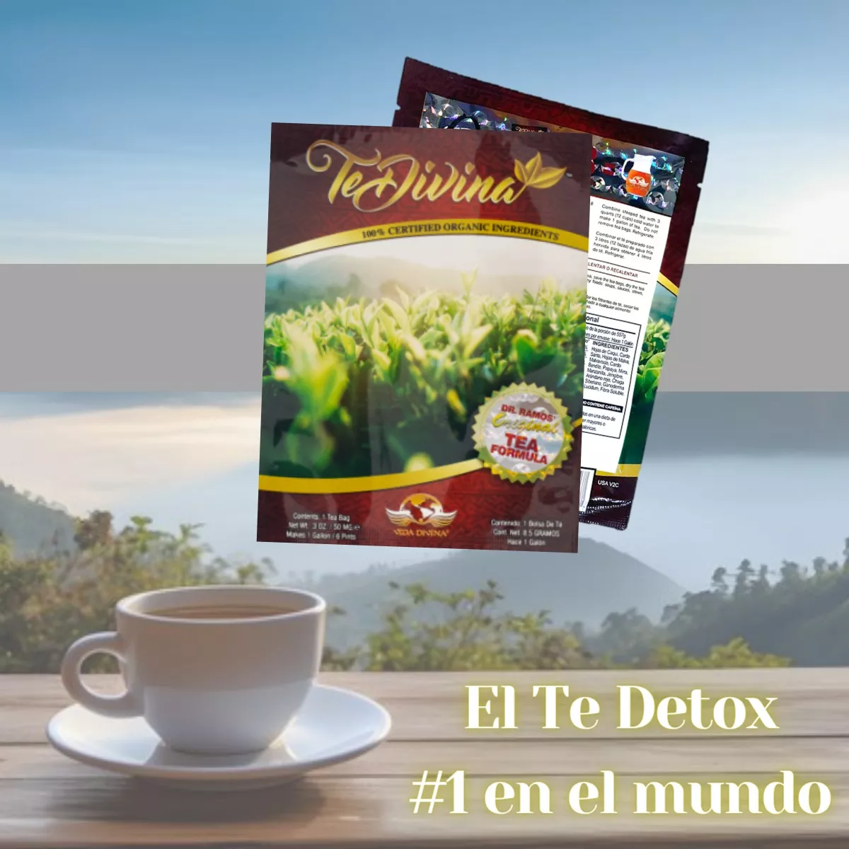 Té Divina Original 1 Sobre Semanal – Detox Natural Sin Cafeína con 12 Hierbas – Vida Divina