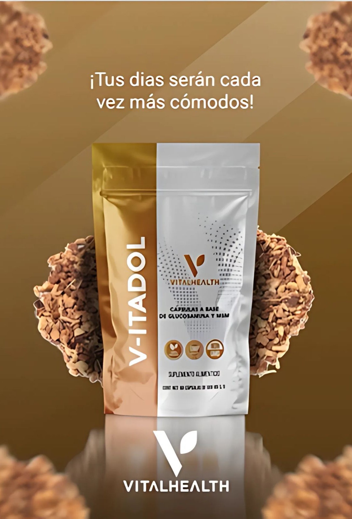 VITADOL VitalHealth | Suplemento Natural para Articulaciones y Músculos con Glucosamina, MSM y Zarzaparrilla