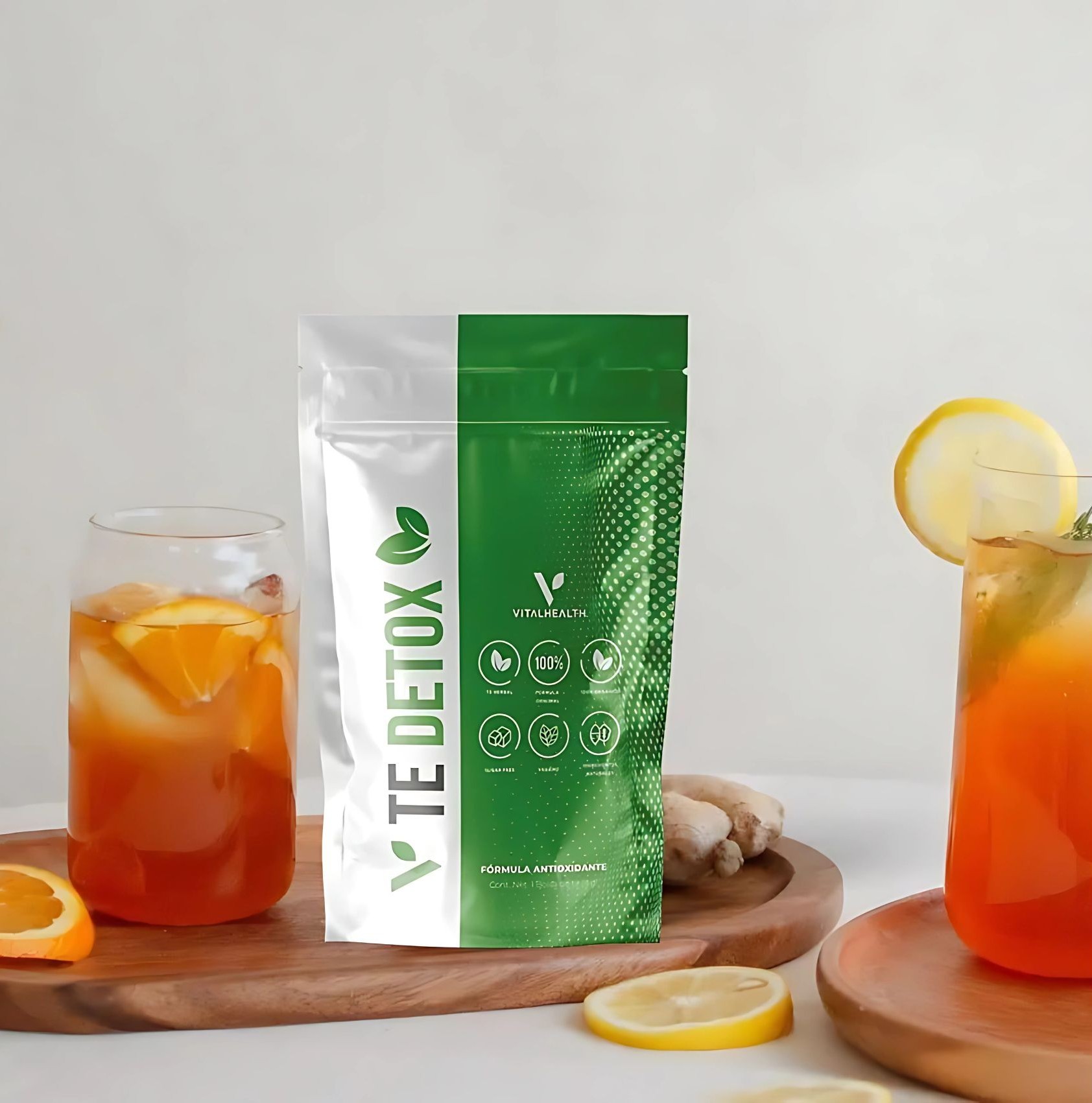 Té Detox VitalHealth – Fórmula Antioxidante con 7 Hierbas Naturales – Suplemento Herbal Sin Cafeína