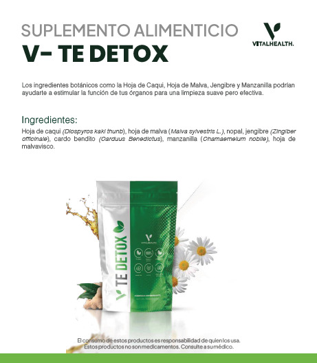 Té Detox VitalHealth 3 Sobres – Detox Natural para 21 Días – Suplemento Herbal Sin Cafeína