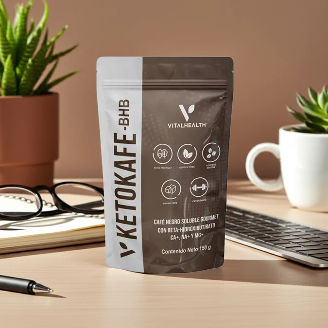 KetoKafe VitalHealth Café Soluble Gourmet con Cetonas Exógenas BHB | Aumenta Energía y Apoya Cetosis - 150g