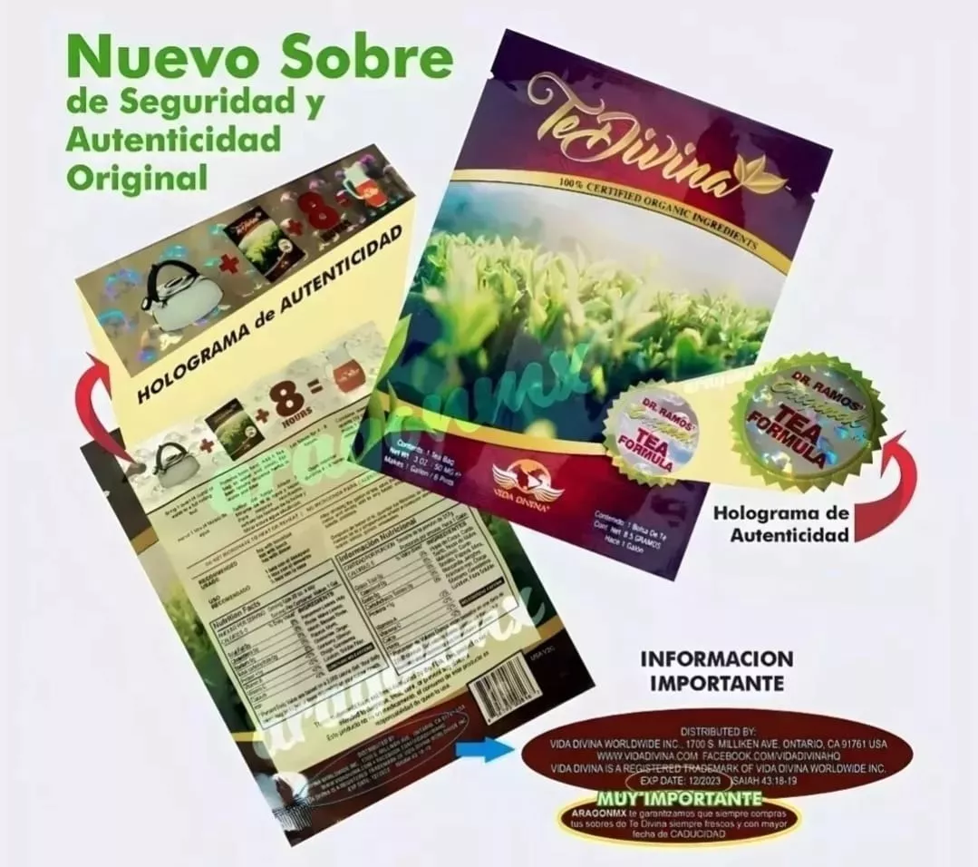 Té Divina Original 2 Sobres – Detox Natural para 2 Semanas – Vida Divina con 12 Hierbas Sin Cafeína