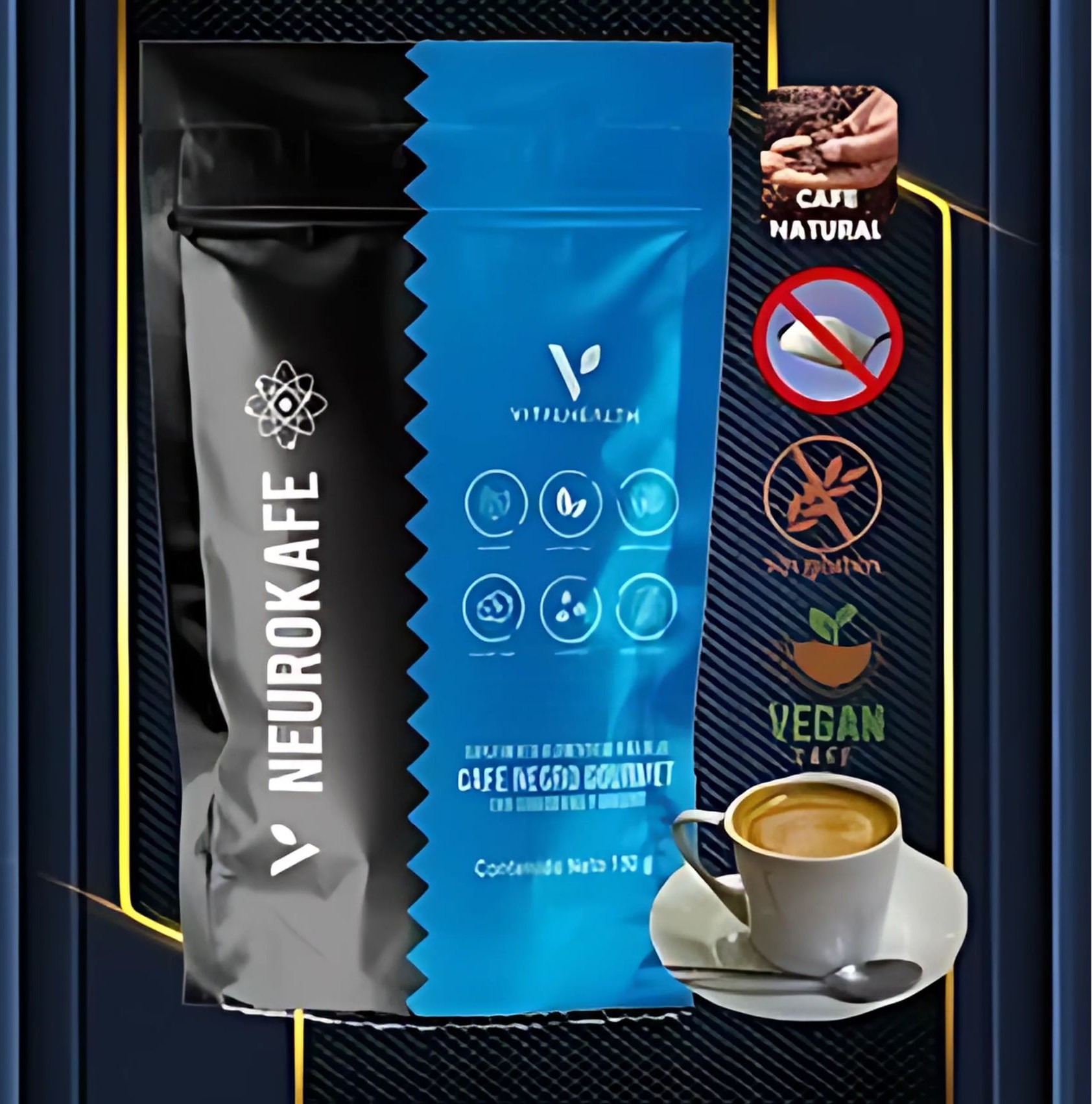 Neurokafe VitalHealth – Café Gourmet Soluble con Ginseng, Ganoderma y Probióticos – 150 g