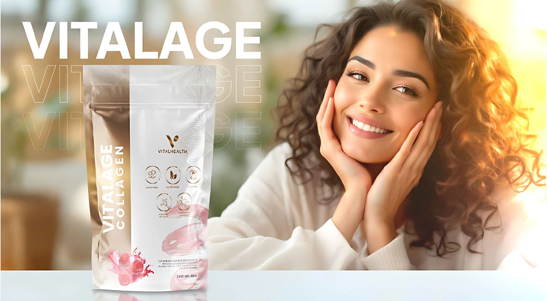 Vitalage Collagen 300g VitalHealth | Colágeno Hidrolizado Antiedad con Vitaminas, Biotina y Resveratrol