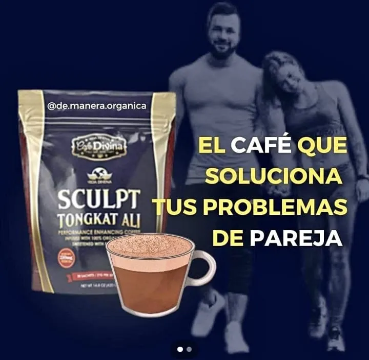 Café Sculpt Tongkat Ali Vida Divina | Reishi Orgánico, 0g Azúcar, 20 Sobres | Energía y Bienestar