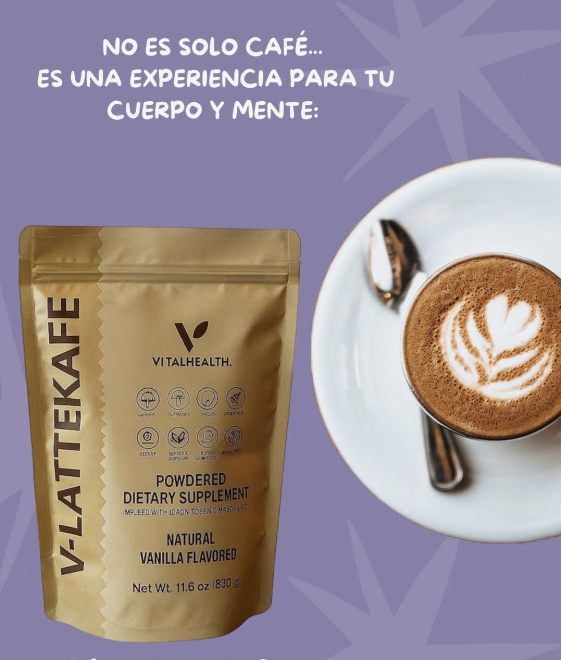 Café Latte VitalHealth con 10 Hongos Adaptógenos | Energía, Enfoque y Bienestar - 330g