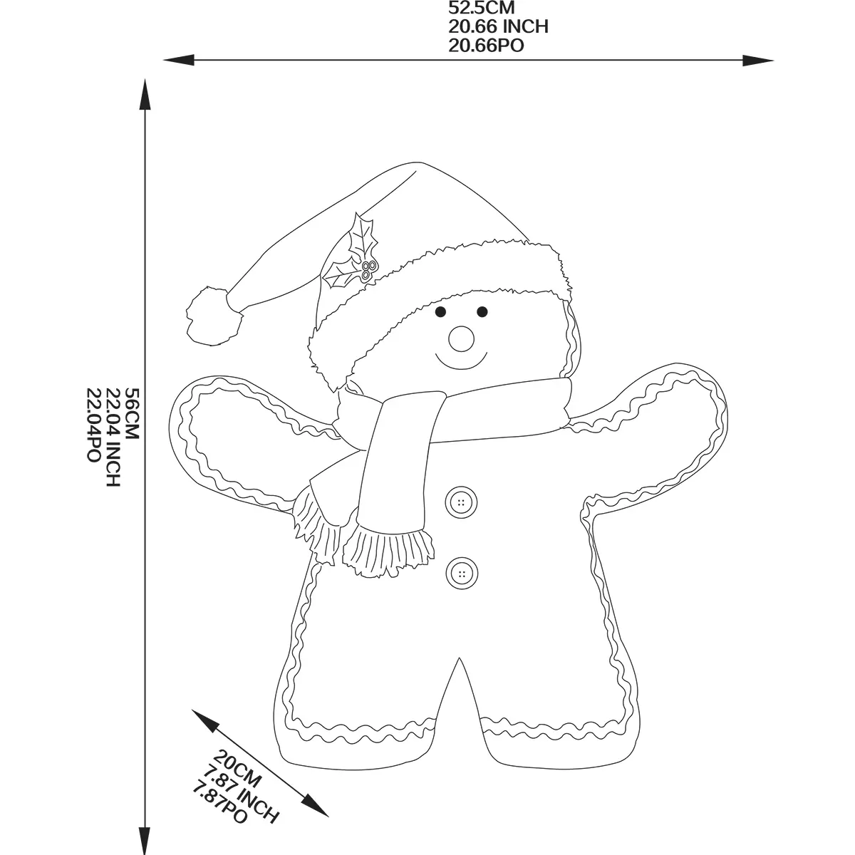 Muñeco de Jengibre Navideño 56 cm | Peluche Decorativo con Gorro y Bufanda - Rojo