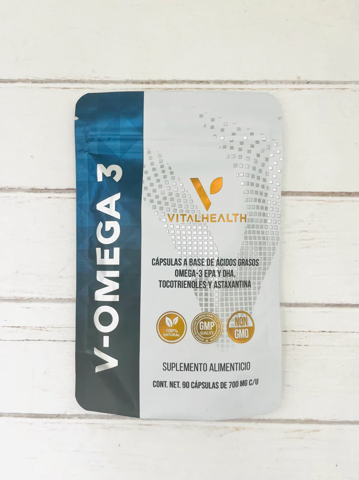 V-OMEGA 3 VitalHealth | Cápsulas con Aceite de Salmón Salvaje, Vitaminas y Astaxantina - 90 cápsulas