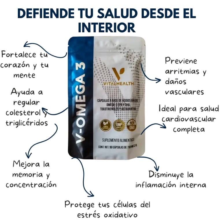 V-OMEGA 3 VitalHealth | Cápsulas con Aceite de Salmón Salvaje, Vitaminas y Astaxantina - 90 cápsulas