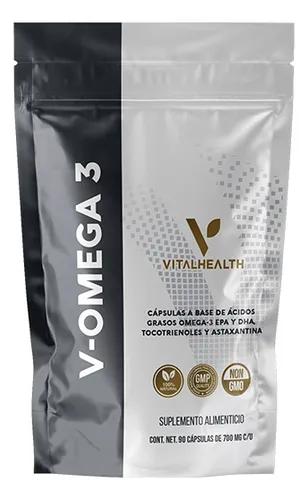 V-OMEGA 3 VitalHealth | Cápsulas con Aceite de Salmón Salvaje, Vitaminas y Astaxantina - 90 cápsulas