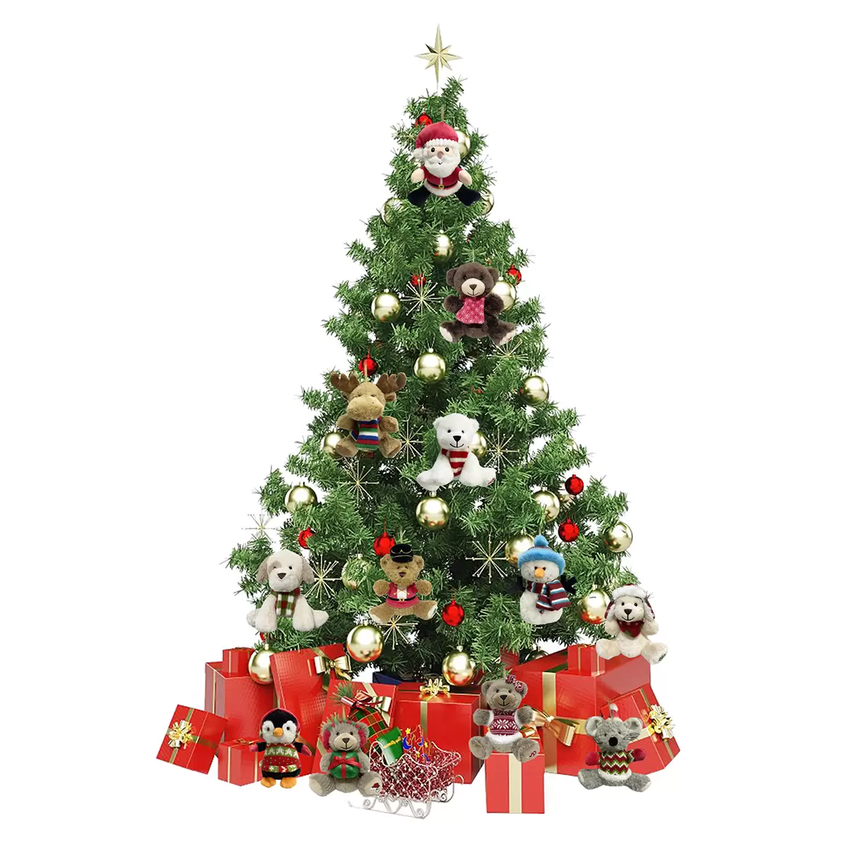Set 6 Adornos Navideños de Peluche para Colgar Árbol | Ornamentos Decorativos - Osos