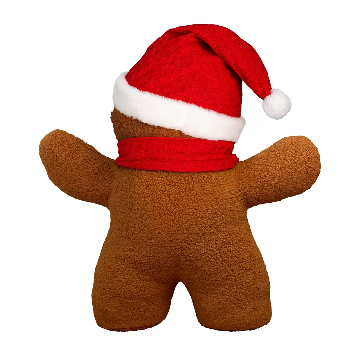 Muñeco de Jengibre Navideño 56 cm | Peluche Decorativo con Gorro y Bufanda - Rojo