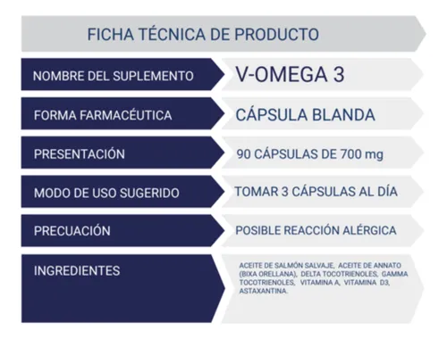 V-OMEGA 3 VitalHealth | Cápsulas con Aceite de Salmón Salvaje, Vitaminas y Astaxantina - 90 cápsulas