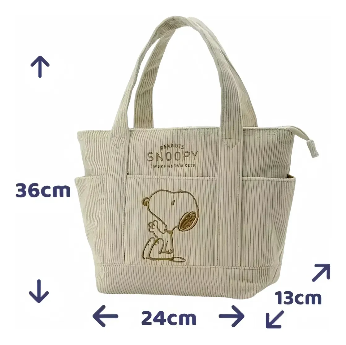 Bolsa de Mano Snoppy para Dama Mujer Tote Bag de Pana Moda Estilo Vintage + Llavero de Snoopy