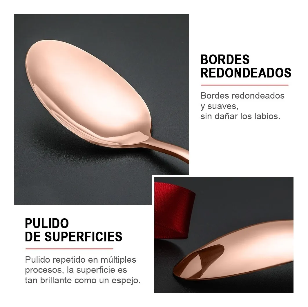 Juego de Cubiertos 24 pz de Acero Inoxidable Elegantes Color Rosa Metalico Kit Set de Cucharas + Tenedores + Cuchillos