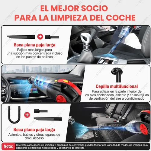 Aspiradora Inalambrica Portatil de Mano para Autos Carros Hogar y Oficina 12000 PA  240 W y 6000 RPM