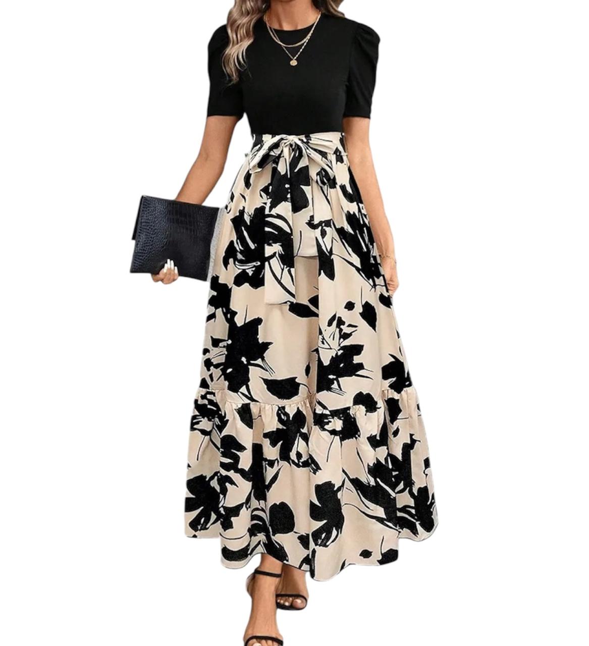 Vestido Casual Largo para Dama Mujer de Cintura Alta Estilo