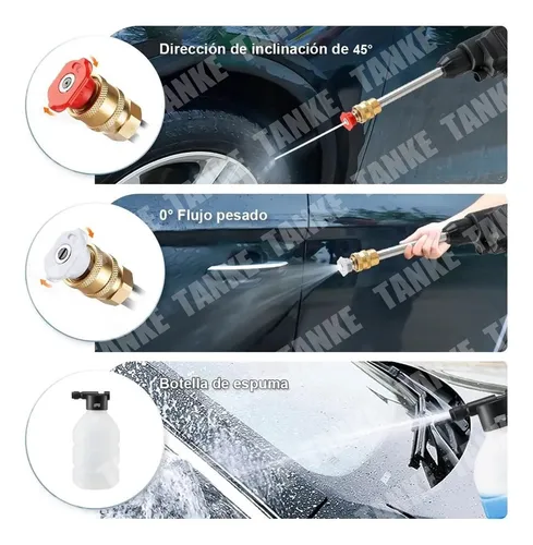 Hidrolavadora de Pistola Inalambrica Portatil Color Negro con 2 Baterias Electricas de 48 V y 500 W de potencia
