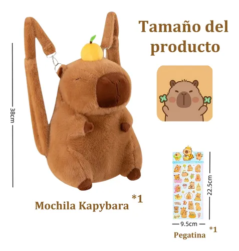 Mochila Escolar Infantil para Niños Preescolar Kinder Capibara de Peluche de Felpa