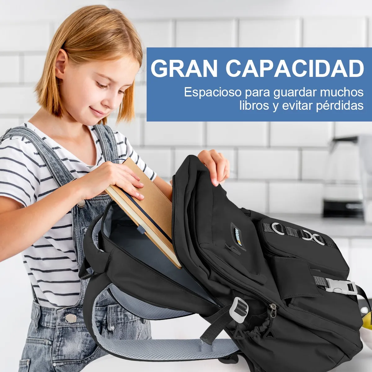 Mochila Negra Impermeable, Ligera y Funcional para el Dia a Dia con un Toque Urbano - Estilo que Te Acompaña