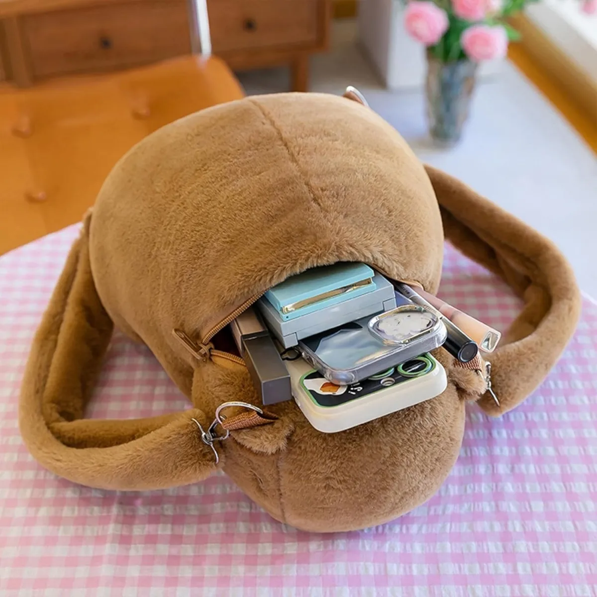 Mochila Escolar Infantil para Niños Preescolar Kinder Capibara de Peluche de Felpa