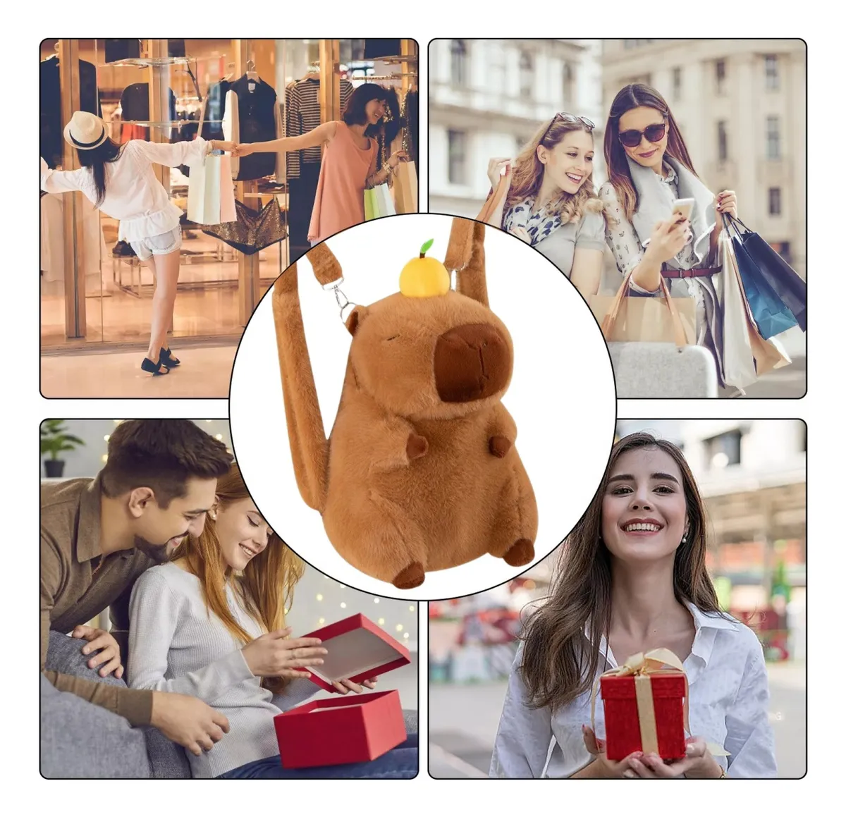 Mochila Escolar Infantil para Niños Preescolar Kinder Capibara de Peluche de Felpa