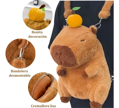 Mochila Escolar Infantil para Niños Preescolar Kinder Capibara de Peluche de Felpa