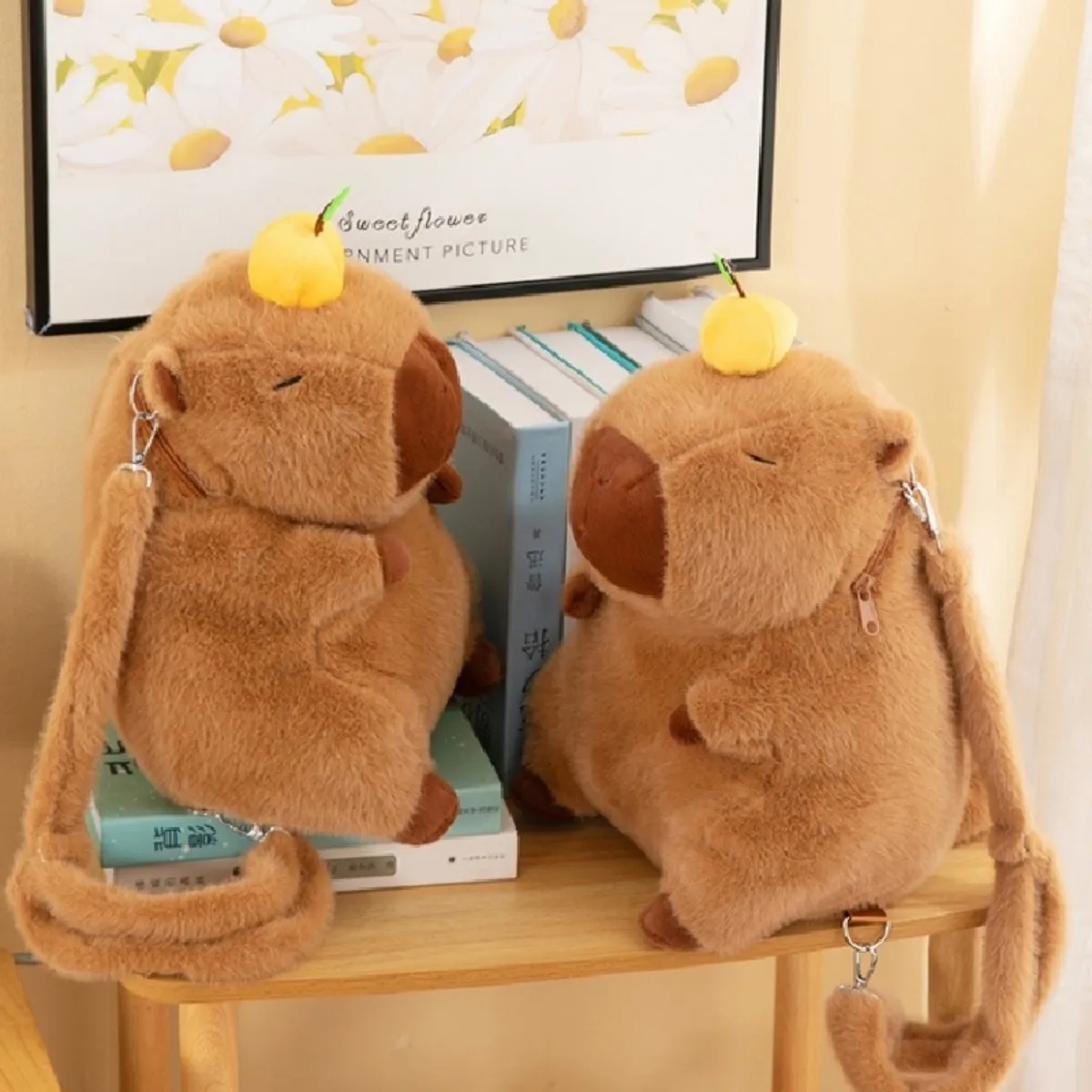 Mochila Escolar Infantil para Niños Preescolar Kinder Capibara de Peluche de Felpa