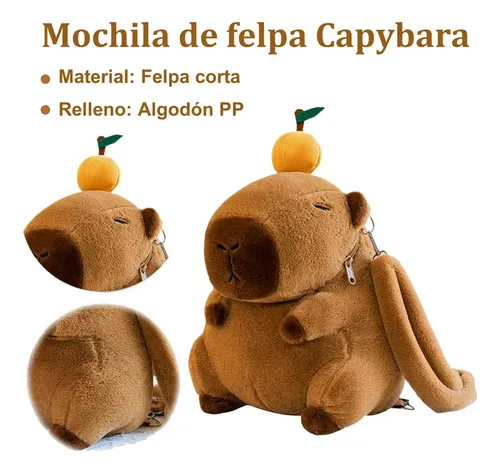 Mochila Escolar Infantil para Niños Preescolar Kinder Capibara de Peluche de Felpa