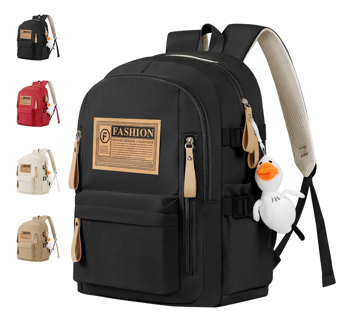 Mochila Escolar y de Viaje Estilo Juvenil Unisex Multifuncional de Gran Capacidad con Portalaptop Color Negro