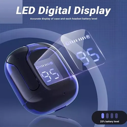 Audifonos Inalambricos Bluetooth Auriculares In Ear Color Negro Hifi Hd Pantalla Digital Led Cancelacion de Ruido 2 Pz