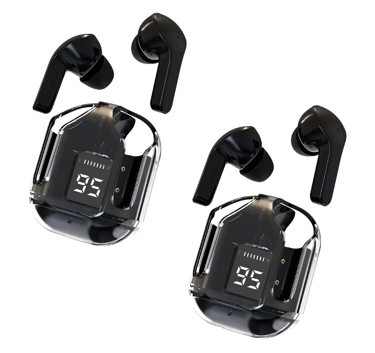 Audifonos Inalambricos Bluetooth Auriculares In Ear Color Negro Hifi Hd Pantalla Digital Led Cancelacion de Ruido 2 Pz