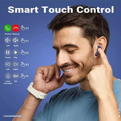 Audifonos Inalambricos Bluetooth Auriculares In Ear Color Negro Hifi Hd Pantalla Digital Led Cancelacion de Ruido 2 Pz