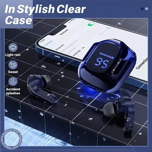 Audifonos Inalambricos Bluetooth Auriculares In Ear Color Negro Hifi Hd Pantalla Digital Led Cancelacion de Ruido 2 Pz