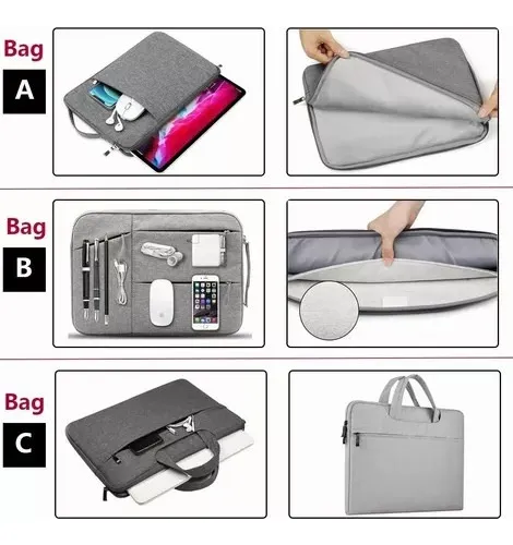 Funda para Laptop Protector para Computadora 15.6 In Tipo Bolsa Portatil Multifuncional y Resistente Color Gris