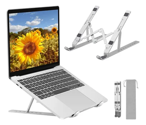 Base Soporte para Laptop Computadora Portatil Plegable Ajustable y Ergonomica Color Gris Plata