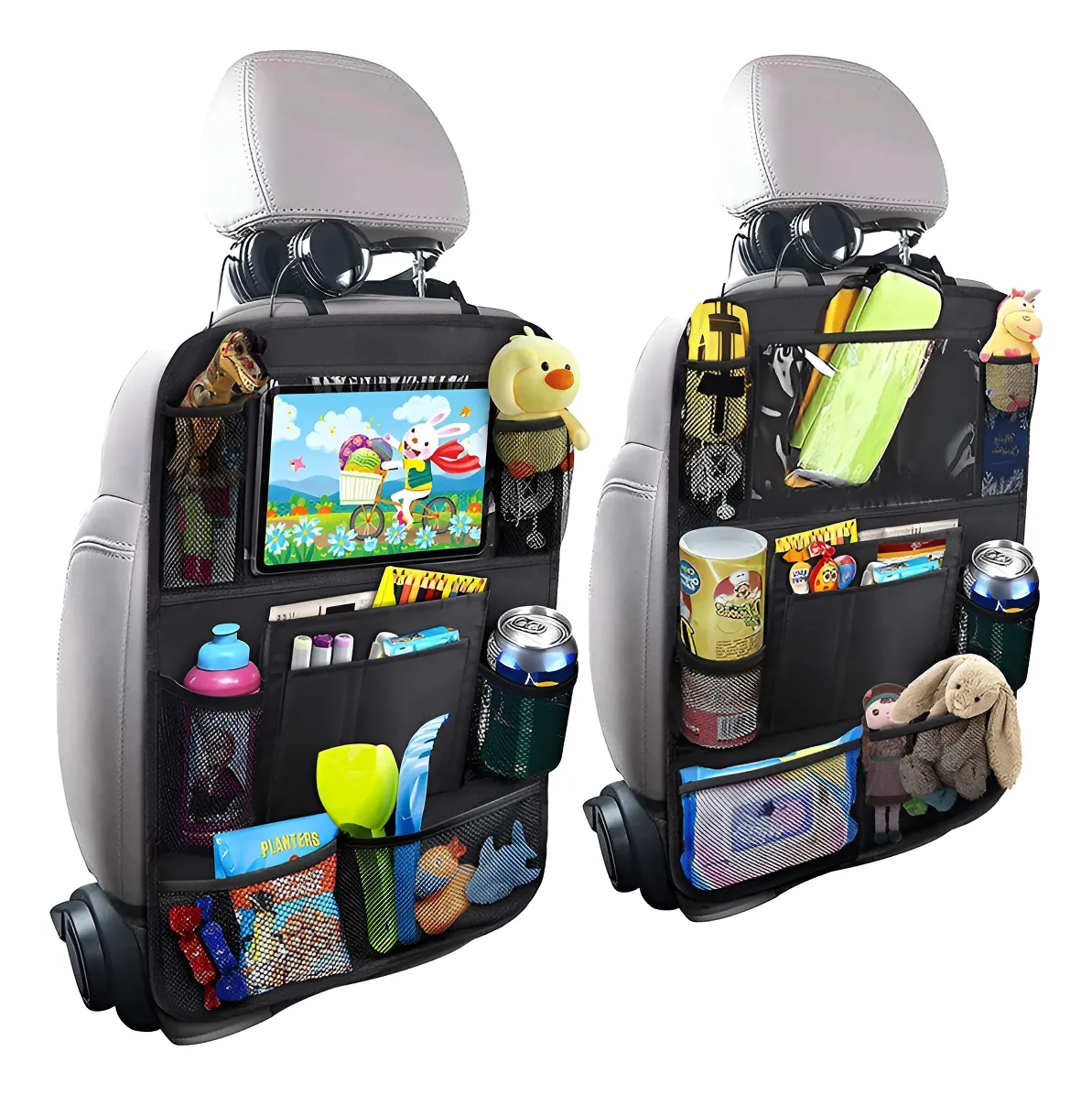 Organizador para Asiento Trasero de Auto Coche Carro Multifuncional Portatil y Plegable 2 Pz